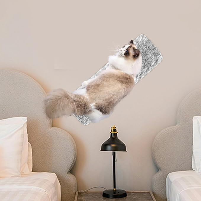 POPETPOP Cat Scratching Post Replacement Kit Wear-Resistant Self-Adhesive Kitten Scratcher Sturdy 9X30Cm Gray Cat Climbing Pole for Home and Cage Accessories