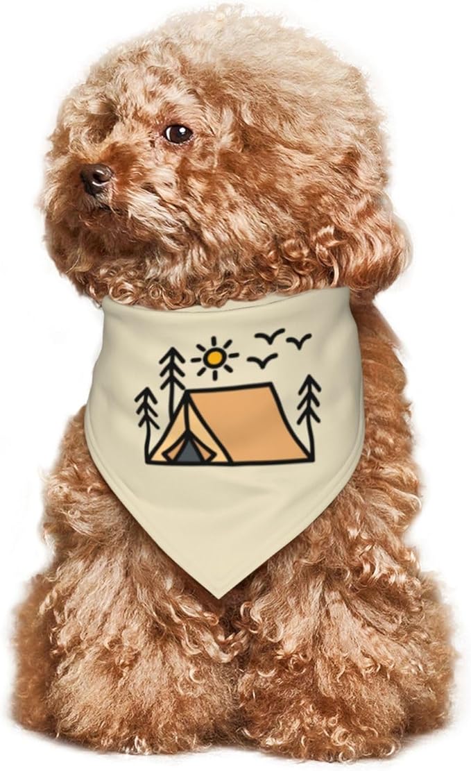 Happy Camper Summer Dog Bandana，Adorable Puppy Accessory for The avid Camper ，Pet Neckerchief for Pets Daily Wear Photo Prop Party Supplies,Funny Cute Dog Bandana (Khaki)