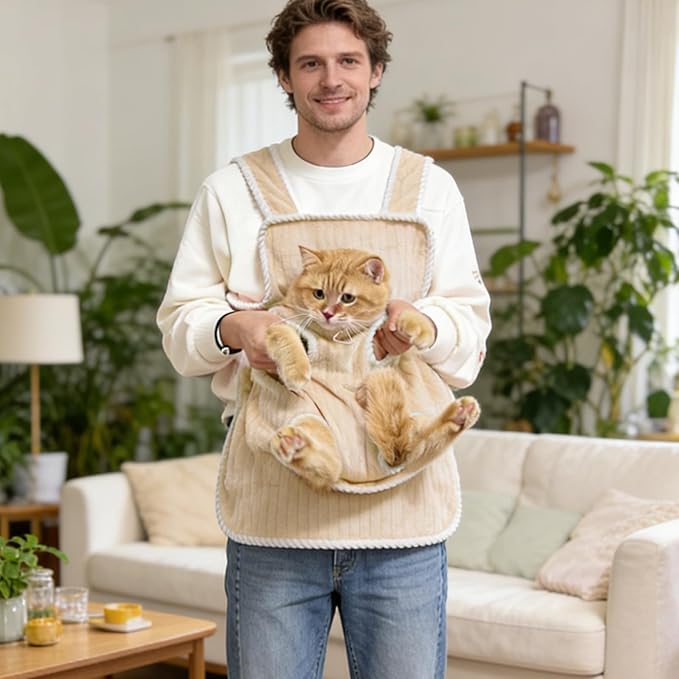 Pet Apron Carrier - Soft Breathable with Drawstring, Apron to Hold Cat,for Grooming Nail Trimming Photography Bonding Women Men Teens Animal Lovers Adults