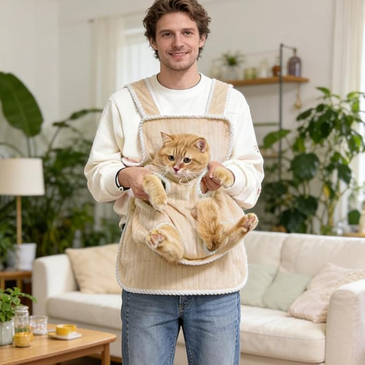 Pet Apron Carrier - Soft Breathable with Drawstring, Apron to Hold Cat,for Grooming Nail Trimming Photography Bonding Women Men Teens Animal Lovers Adults