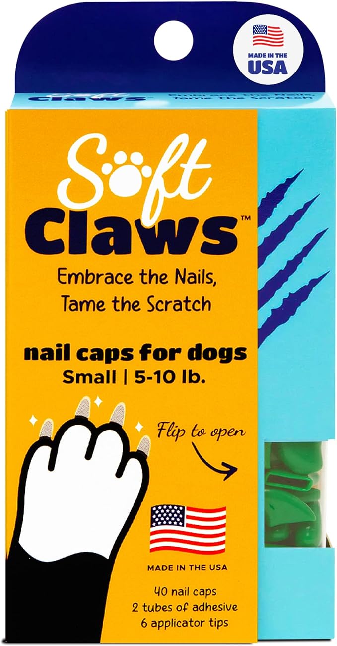 Soft Claws Nail Caps for Dogs with Non-Slip Design Made in USA - 40 Dog Nail Covers for Long-Lasting Protection of Floors and Furniture - Green, Small