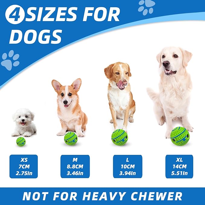 Spiky Interactive Dog Toys Ball, Shaking with Gibbering Sound, for Training, Teeth Cleaning & Herding, Straight, XL, 5.51 in (14 cm)