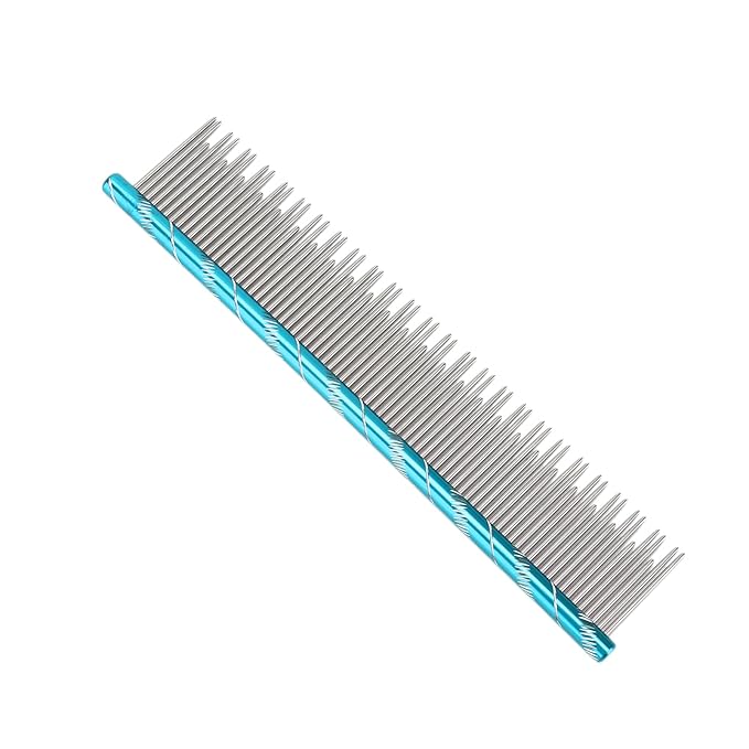 Dioche Stainless Steel Cat Comb for Gentle Grooming and Detangling – Pet Hair Removal Tool with Density Teeth for Breeds (Blue)