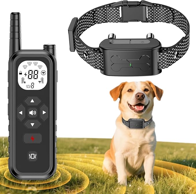 Wireless Dog Fence, Electric Fence for Dogs,Training Collar with Remote Control 3800FT Range, Portable Dog Perimeter Collar with 3 Training Mode Flash Light & Waterproof Pack