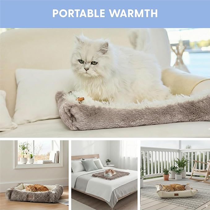 The Cat Ladies Self Warming Heated Cat Bed - Heated Outdoor Kitten Bed - Non Electric Heating Pad - for Indoor and Outdoor Cats - Reversible Comfortable Design – Coffee Brown