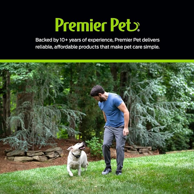 Premier Pet GPS Dog Fence with Circular Wireless Boundary - Customizable Safe Roaming Zones - Humane E-Collar with Tone Vibration & Static Modes - Rechargeable Water-Resistant Collar