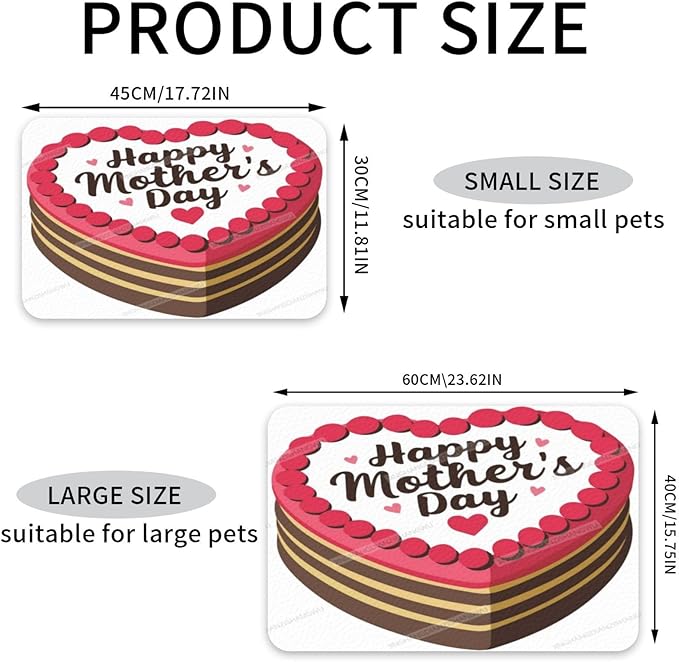 Pet Feeding Mat for Floors Waterproof Dog Mat for Food and Water Happy Mother's Day Floral Gift Mom Iv Absorbent Quick Dry Non Slip Mats Cat Bowls 24x16In