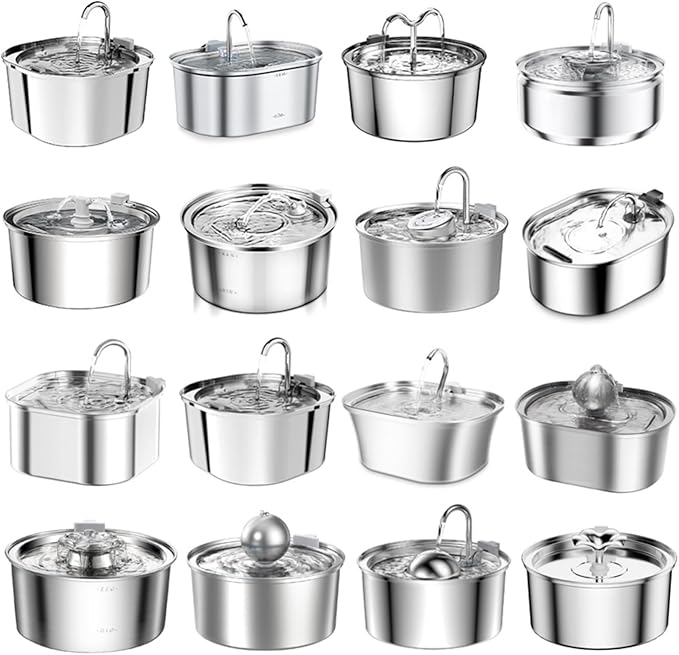 Selene The Doggy Fountain, Quiet Floor-Standing Pet Water Fountain, Automatic Dog Watering Dispenser Bowl Feeding & Watering Supplies (Round Wave Double Outlet (Long Window))