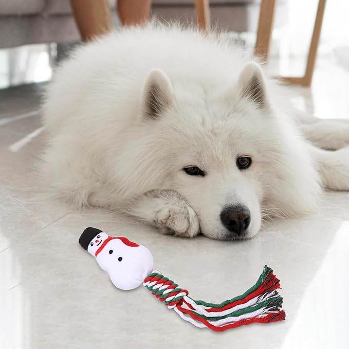 Dog Rope Toy Christmas Dog Toy Lightweight Pet Supplies for Aggressive ers Dog Toy for Playing Training Xmas Gifts, Snowman