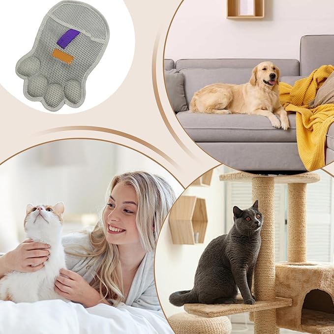 Pet Hair Removal Glove, Reusable Washable Scrubber, Static Hair Removal Mitt for Cats and Dogs, Soft Rubber Massage Bristles, Grooming Tool for Long and Short Coats, Versatile Glove for Carpets