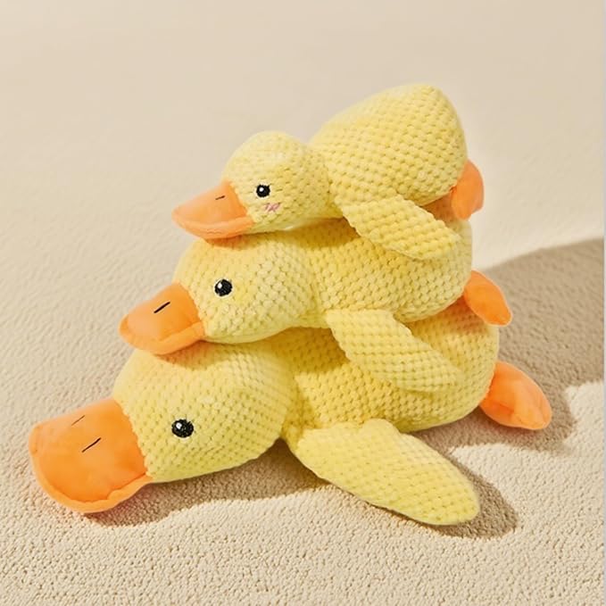 Interactive Calming Duck Chew Toy｜Squeaky Plush with Soothing Sounds - Designed for Dogs, Relieves Anxiety, Suitable for Cats & Dogs Indoors & Outdoors, for Pet Use Only (Yellow, Large)