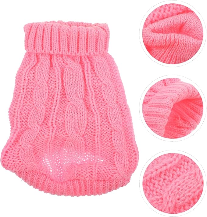 Warm Dog Sweater Turtleneck Pullover Knitted Thermal Coat Size 4 Pink for Winter Puppy Clothing Pet Supply