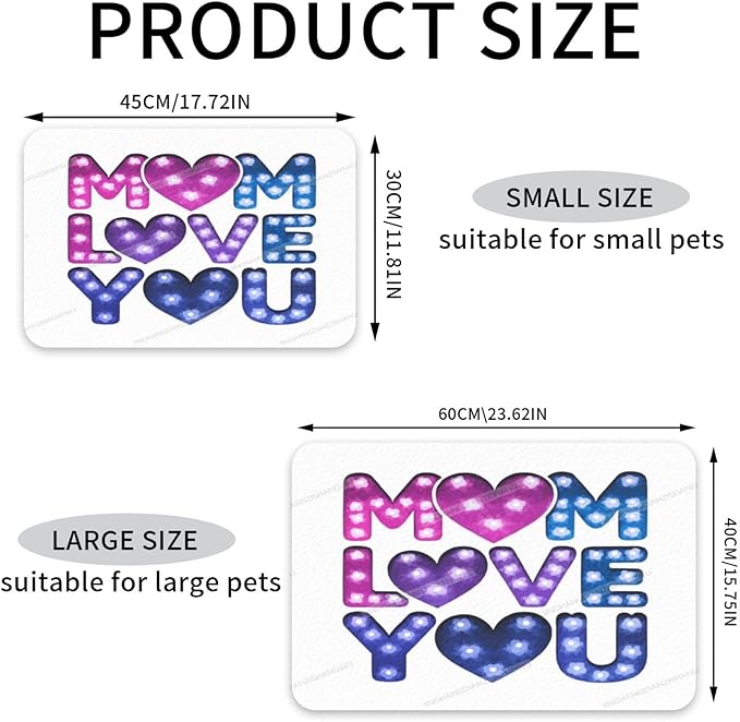 Dog Food Mats for Floors Happy Mother's Day Floral Gift for Mom If Absorbent Pet Cat Food Mat Quick Dry Dog Bowl Mats Water Pet Supplies 18X12In