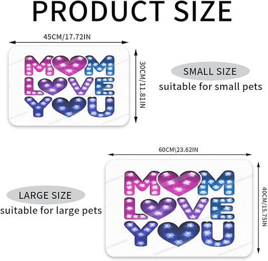 Dog Food Mats for Floors Happy Mother's Day Floral Gift for Mom If Absorbent Pet Cat Food Mat Quick Dry Dog Bowl Mats Water Pet Supplies 18X12In