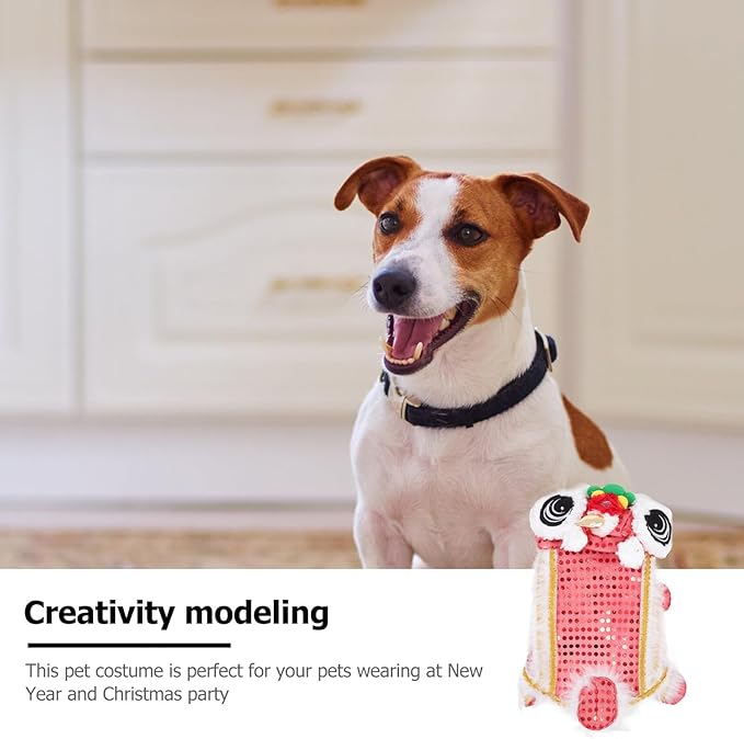 SOLUSTRE Lion Dance Dog Costume XL Red Pet Party Clothing New Year Pet Supplies Dog Clothes Red Festival Lion Dance Coat for Puppy’s Festive Photography Prop