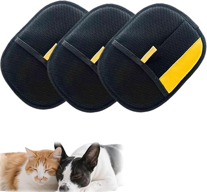 Pet Hair Removal Glove for Cats & Dogs, 2025 New Upgrade Cat Grooming Gloves, Reusable Double Sided Electrostatic Pet Hair Remover for Dogs Bathing for Couch, Furniture, Carpet (A-3 PCS)