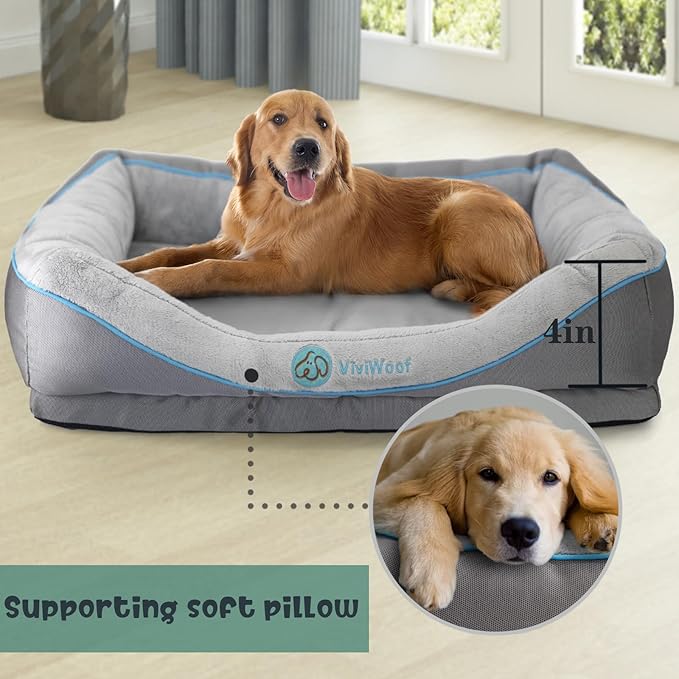 Orthopedic Dog Bed for Big Dogs,Waterproof Big Size Dog Sofa,Supportive Foam Pet Couch with Removable Cover,Non-Slip Bottom and Waterproof Lining,Machine Washable