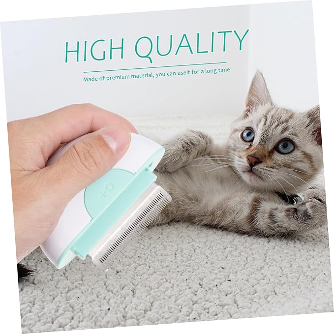 Pet Cat Hair Brush Rake Grooming Massage Comb for Shedding Soft Cat Cleaning Tool with Non Slip Handle for Long Haired Cats