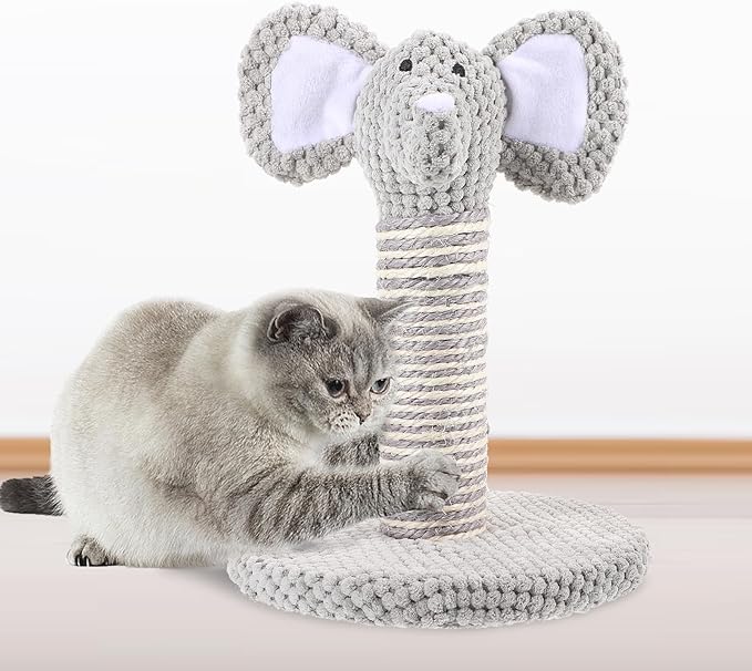 Cat Scratching Post Indoor Cats - 10.6" Tall Elephant Shape Scratching Post - Cat Claw Scratcher for Indoor Cats Sisal Rope Scratch Pad for Cat Training Climbing