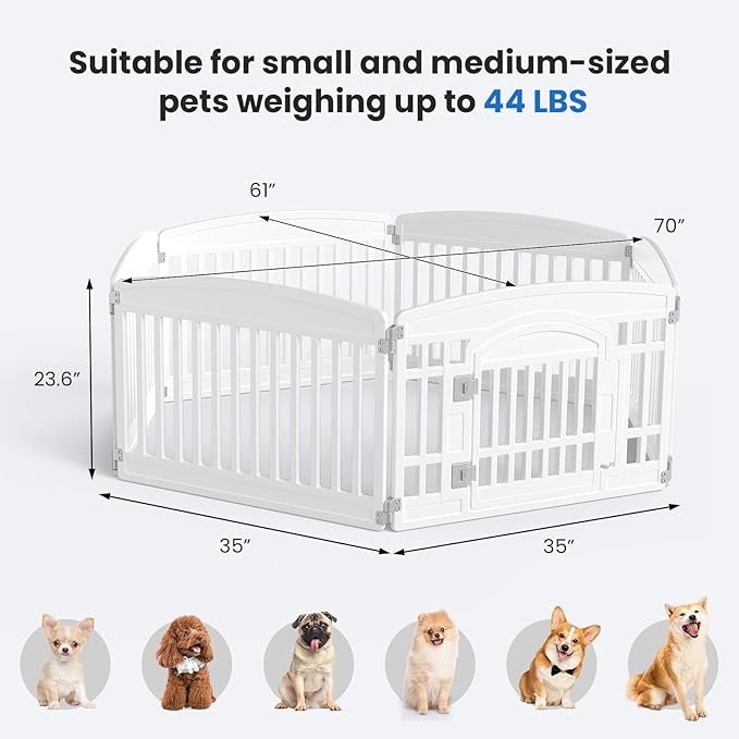 NEWBULIG Dog Playpen 6-Panel, 24IN Puppy Playpen, Stable Dog Play Pen Indoors/Outdoor with Secure Locking Door, Plastic Pet Fence for Small & Medium Dogs
