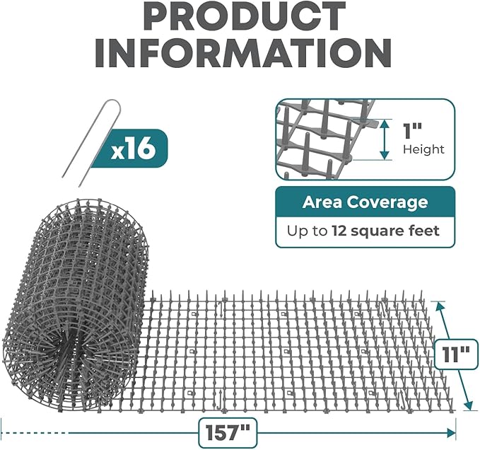 Petfolio 13ft Scat Mat for Cats - Cat Deterrent Mat, 78 inch x 11 inch PP Plastic Spikes is Effective for Cat Repellent Outdoor & Indoor. Pet Deterrent to Keep Cats Out of Yard Permanently