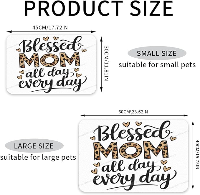 Pet Feeding Mat Absorbent Dog Mat for Food Water Bowl No Stains Quick Dry Water Dispenser Mats Happy Mom Every Day Coffee Art Dog Pet Supplies Bowl for Messy Drinkers 24x16In