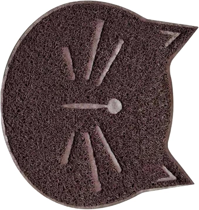 IMIKEYA 1pc Cat Litter Mat Non- Grinding Cushion Cat Pattern and Gentle Material Splash Design for Easy Cleaning Brown