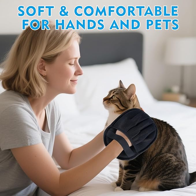 Pet Hair Removal Glove for Dogs & Cats, Reusable Magic Brush Pet Hair Remover Tool for Clothes, Couch, Furniture, Bed (Black) RFV