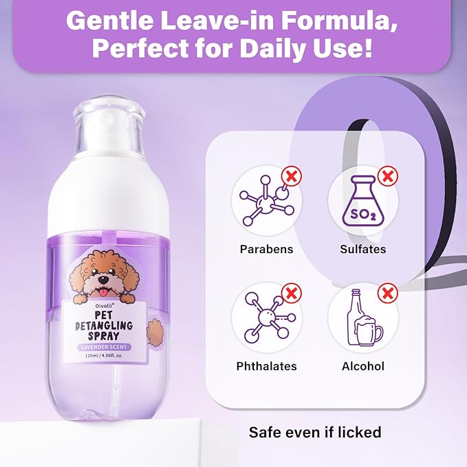 Doodle Detangler & Dematting Spray for Goldendoodles, Labradoodles & Poodles–Professional Leave-in Conditioner for Curly, High-Maintenance Coatswith Coconut Oil, Lavender Scent, Safe for Dogs & Cats
