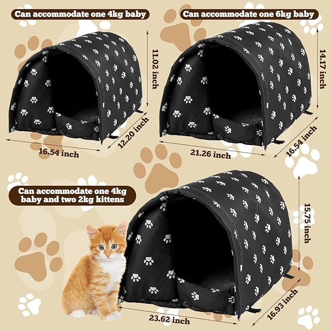 3 Pcs 21.3" x 16.5"x 14.2" Cat Houses for Outdoor Cats Bulk Weatherproof Waterproof Rainproof Foldable Cotton Insulated Feral Dogs Tent Shelter Pet Beds for Warm Outdoor Indoor Garden a 6kg Kitten