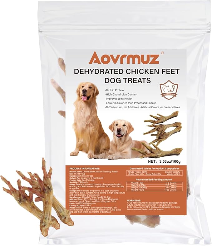 Dehydrated Chicken Feet Dog Chews - High Protein All Natural Single Ingredient Dog Treats Nail-Free No Additives Healthy Dog Snacks