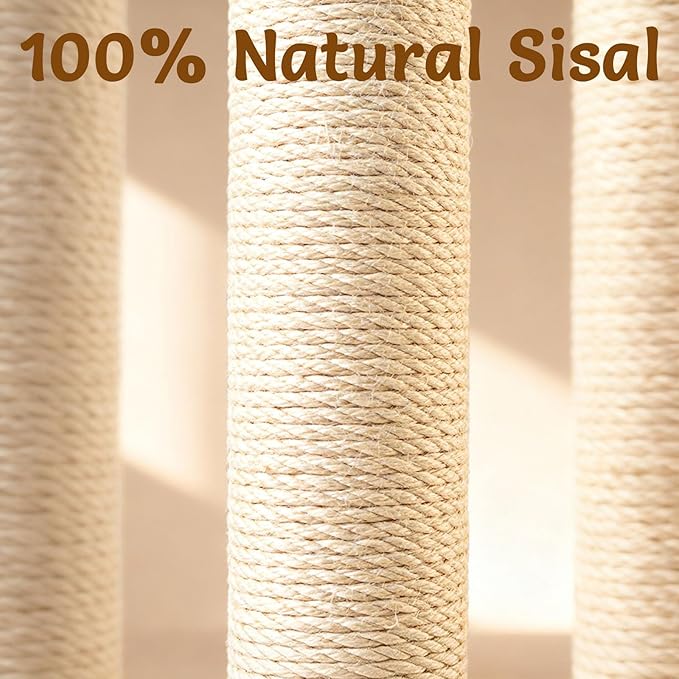 CWV 45" Tall Cat Scratching Post, Cute Violet Flower Cat Scratcher for Indoor Adult Cats & Kittens, Cat Tree Tower with Sturdy Base, Sisal Rope, Interactive Toys & Cat Gifts, Rascadores para Gatos