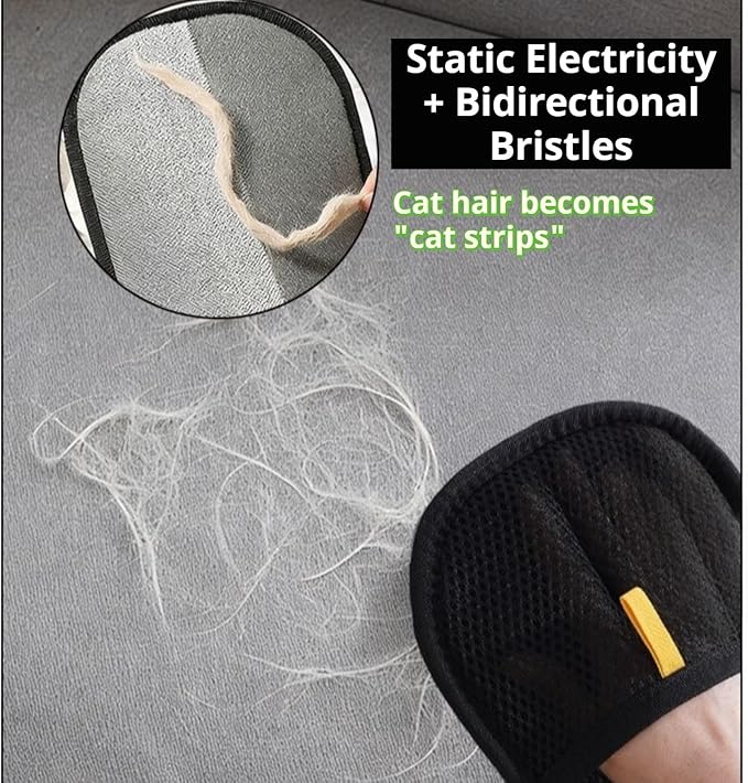 1PC 2025 Electrostatic Gloves Pet Hair: Pets Hair Remover Electro Antistatic Hair Removal Glove Cat Mitt Mitten Static Reusable Tool Furniture Cleaning Animal Double Sided Grooming Magic Fur Dogs Mit