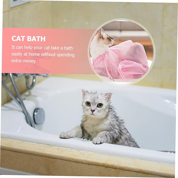 BESPORTBLE Cat Bathing Bag Adjustable Breathable Mesh Cat Grooming Bag for Nail Trimming Easy to Use and Lightweight and Kittens