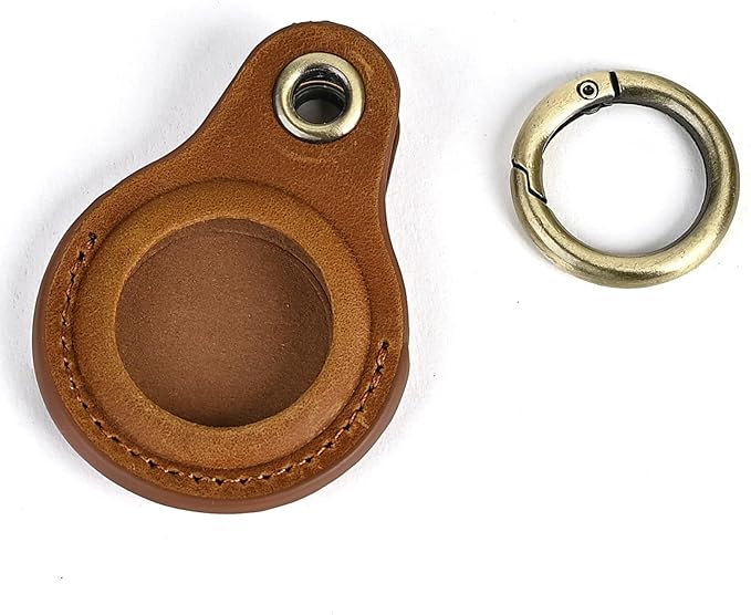 Tusks Land for Airtag Keychain, Compatible with Apple AirTag Holder, Genuine Leathe Anti-Loss Tracker Case for Dogs, Cats, Pets, Keys, Bags, Luggage, Durable & Stylish Accessory