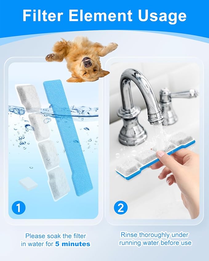 8 Set Dog Water Fountain Filter Compatible with SIBAYS 15L/4Gal Pet Fountain, Fit for Kastty Dog Water Fountain Stainless Steel, Keeping Pet Water Clean