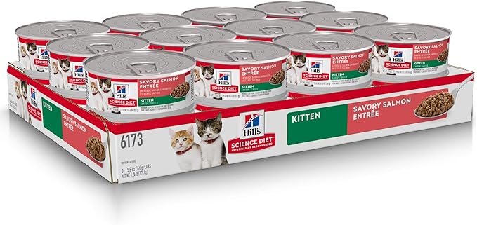 Hill's Science Diet Kitten, Kitten Premium Nutrition, Wet Cat Food, Salmon Minced, 5.5 oz Can, Case of 24