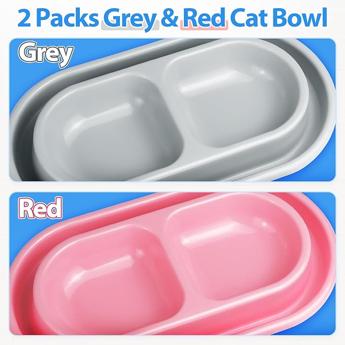 Ant Away Outdoor Cat Bowl, Double Pet Bowl with Water Moat, Spill-Proof Design, Food & Water Feeder for Outdoor Cats – Ants Away, Easy Clean, Lightweight Plastic(Small, 2 Packs)