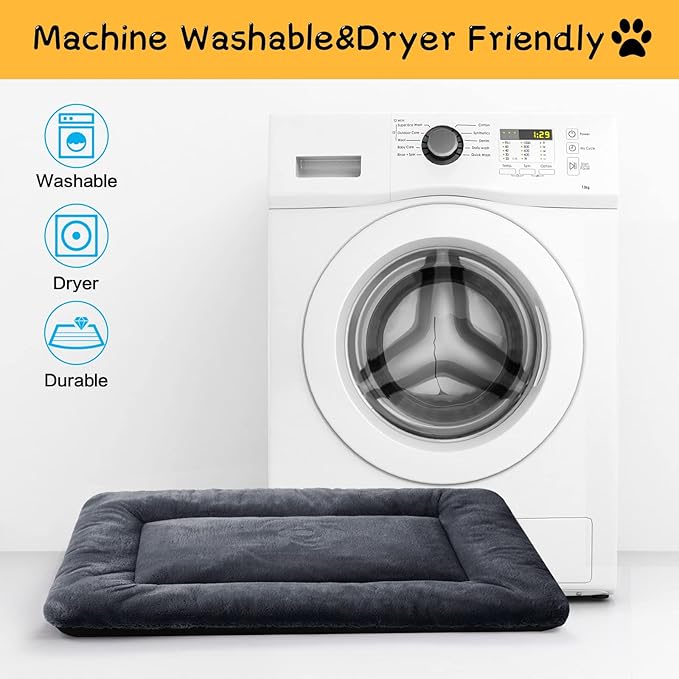 Dog Beds Crate Pad for Extra Small Dogs Ultra Soft Dog Crate Bed Washable & Anti-Slip Kennel Pad for Dogs Cozy Sleeping Mat, Dark Gray 22inch