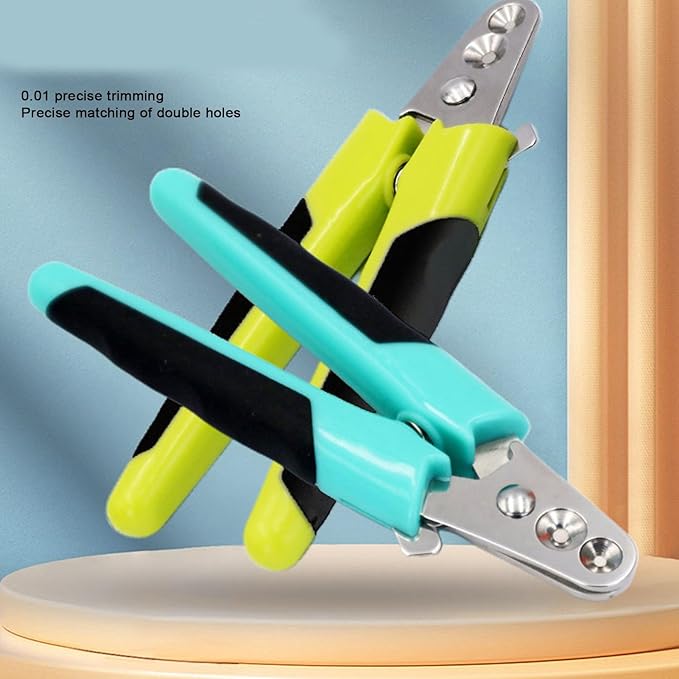 HEEPDD Pet Nail Clippers, Stainless Steel Blades with Round Holes for Easy Cutting Ergonomic Non Slip Handle for Cats Dogs Kittens Rabbits Hamsters Birds (Green Black)