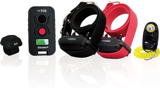 E-Collar Technologies FOB Educator Remote Dog Training Collar, Hands-Free Button for Small Medium Large Dogs, Waterproof, Rechargeable (FE-582B)