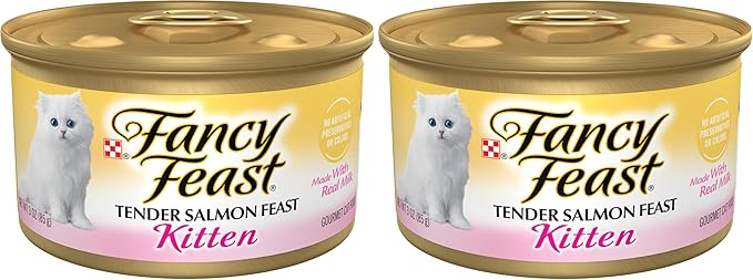 Fancy Feast Purina Kitten Tender Salmon Feast Wet Kitten Food - 3 Oz. Cans,(Pack of 48)