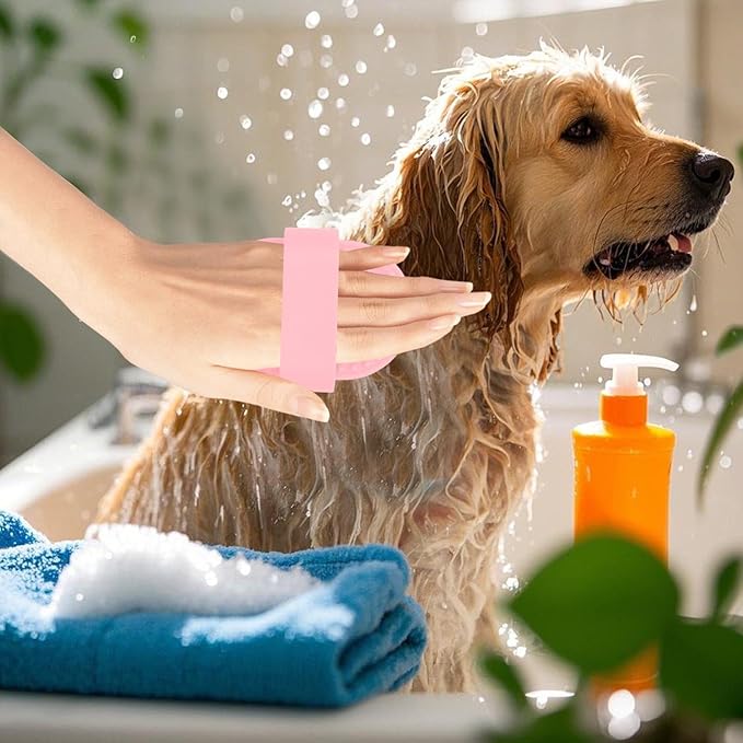 Dog Bath Brush | Massage Pet Grooming Supplies - Dog Scrubber - for Long Short Haired Puppy Cats Kitten Care