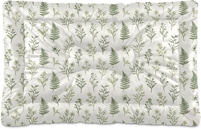 Dog Bed for Crate Washable Pet Sleep Pad, Floral Print Kennel Mat with Non-Slip Bottom, Soft Fluffy Supplies Pet for Dogs and Cats (24x18 inch)