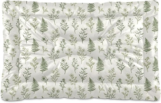 Dog Bed for Crate Washable Pet Sleep Pad, Floral Print Kennel Mat with Non-Slip Bottom, Soft Fluffy Supplies Pet for Dogs and Cats (36x24 inch)