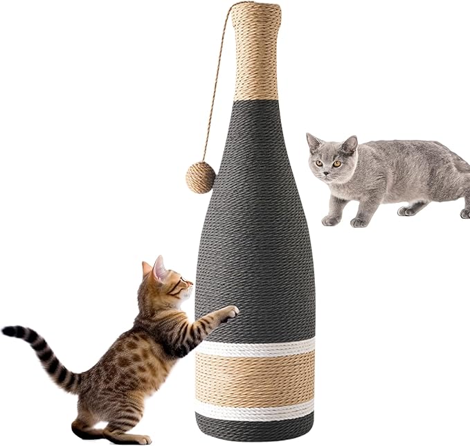 Vertical Cat Scratching Posts | with Ball Wine Bottle Natural Vertical Supplies | Stimulating Cat Toys,for Mental Stimulation Simulation Home Play Training Floor Play Travel Indoor