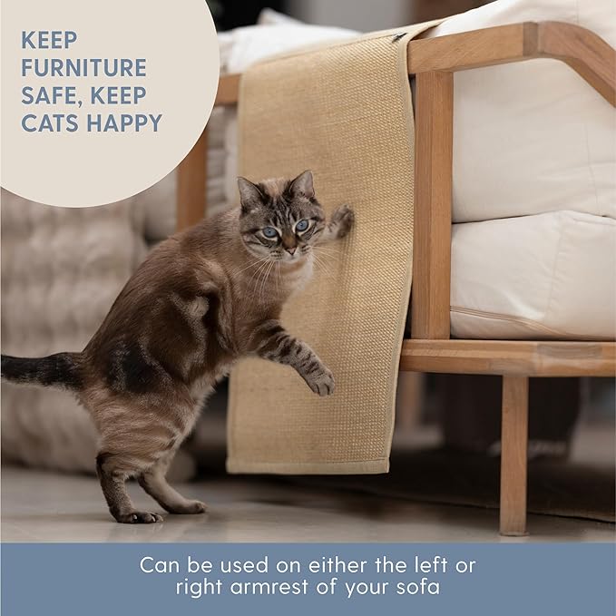 The Cat Ladies Cat Scratch Furniture Protector Mat - Couch Protector from Claws - Anti Scratch Furniture Protectors from Cats Scratching - Sisal Scratcher Pad - Beige