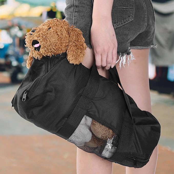 Portable Cat Grooming Bag, Multifunctional Cat Restraint Travel Bag with Oxford Cloth for Bathing Nail Trimming, 18.1x9.4 Inch Black