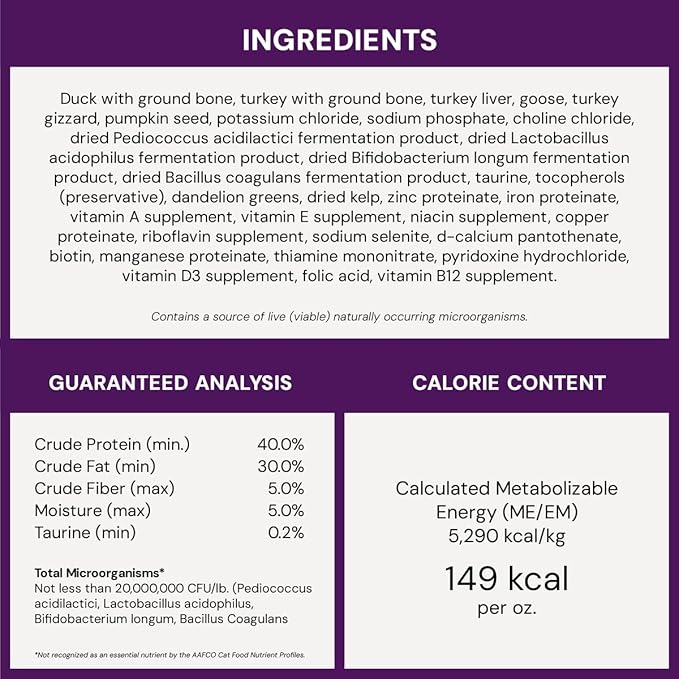 Stella & Chewy's Freeze-Dried Raw Cat Dinner Morsels - Premium Duck & Goose Recipe with 98% Cage-Free Poultry & Organs - Natural Grain-Free Cat & Kitten Food - Made in USA - 8 oz