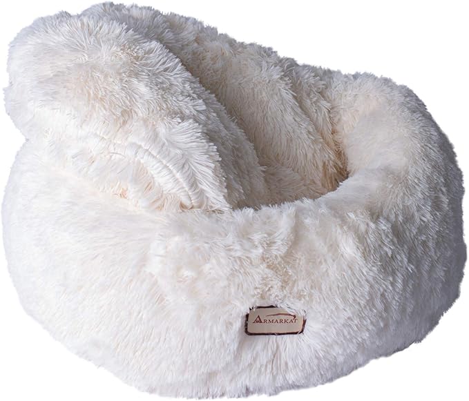 Armarkat Cuddler Bed Model C70NBS-S, Ultra Plush and Soft, White, Small
